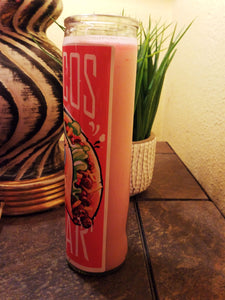 Make Taco's not War prayer candle pink wax