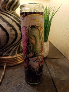 Ganesha and friend  prayer candle tourqouis wax