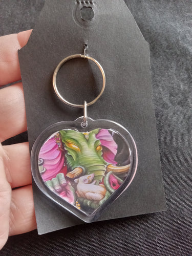 Heart Keychain prototype. assembled and Resined By Spy Artvictim  (Free shipping)