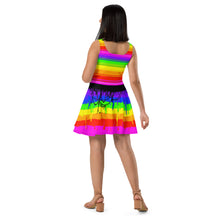 Load image into Gallery viewer, Rainbow Drip Skater Dress by ArtVictim