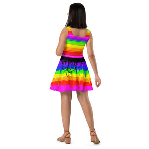 Rainbow Drip Skater Dress by ArtVictim