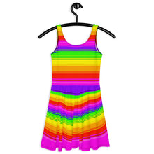 Load image into Gallery viewer, Clean Striped Rainbow Skater Dress by Artvictim