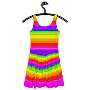 Clean Striped Rainbow Skater Dress by Artvictim