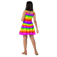 Load image into Gallery viewer, Clean Striped Rainbow Skater Dress by Artvictim