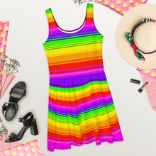 Load image into Gallery viewer, Clean Striped Rainbow Skater Dress by Artvictim