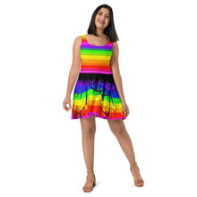 Load image into Gallery viewer, Rainbow Drip Skater Dress by ArtVictim