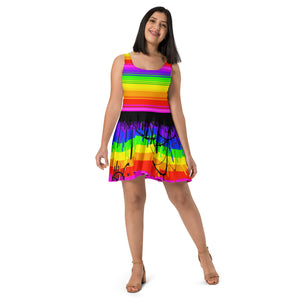 Rainbow Drip Skater Dress by ArtVictim