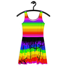 Load image into Gallery viewer, Rainbow Drip Skater Dress by ArtVictim