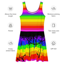 Load image into Gallery viewer, Rainbow Drip Skater Dress by ArtVictim