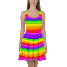 Load image into Gallery viewer, Clean Striped Rainbow Skater Dress by Artvictim