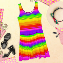 Load image into Gallery viewer, Clean Striped Rainbow Skater Dress by Artvictim