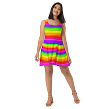 Load image into Gallery viewer, Clean Striped Rainbow Skater Dress by Artvictim