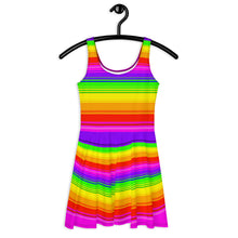 Load image into Gallery viewer, Clean Striped Rainbow Skater Dress by Artvictim