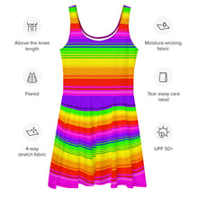 Load image into Gallery viewer, Clean Striped Rainbow Skater Dress by Artvictim