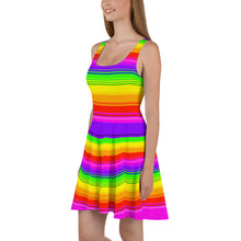 Load image into Gallery viewer, Clean Striped Rainbow Skater Dress by Artvictim