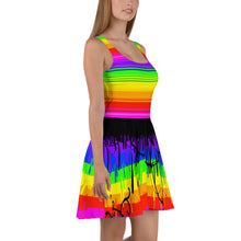 Load image into Gallery viewer, Rainbow Drip Skater Dress by ArtVictim