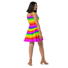 Load image into Gallery viewer, Clean Striped Rainbow Skater Dress by Artvictim