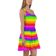 Load image into Gallery viewer, Clean Striped Rainbow Skater Dress by Artvictim