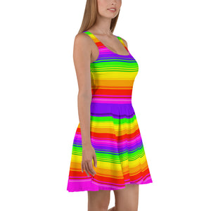 Clean Striped Rainbow Skater Dress by Artvictim