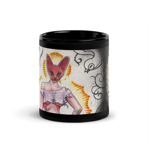 Cat girl Black Glossy Mug