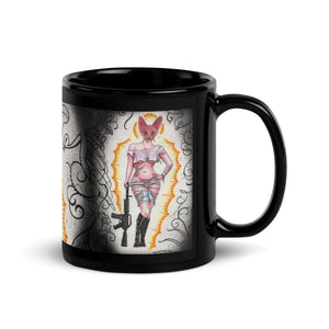 Cat girl Black Glossy Mug