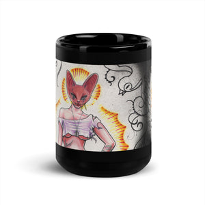 Cat girl Black Glossy Mug