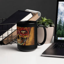 Load image into Gallery viewer, spy skull Black Glossy Mug