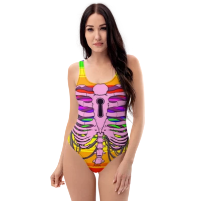 One-Piece rainbow Ribs Swimsuit by Artvictim