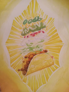 The taco watercolor painting by Spy.