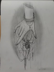 $10 Dollar art work hand with spider By Spy ArtVictim