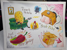 Load image into Gallery viewer, boobtube adult themed tattoo flash Marker art by B Spy Artvictim