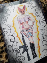 Load image into Gallery viewer, CatGirl with M16 original art by Spy Artvictim