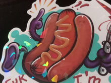 Load image into Gallery viewer, Fuk you Ima Hotdog Lg Sparkly sticker by Spy Artvictim