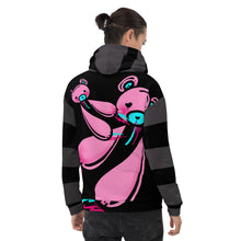 Load image into Gallery viewer, Scenemo Bear Dark striped all over printed Unisex hoodie by Spy Artvictim