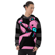 Load image into Gallery viewer, Scenemo Bear Dark striped all over printed Unisex hoodie by Spy Artvictim