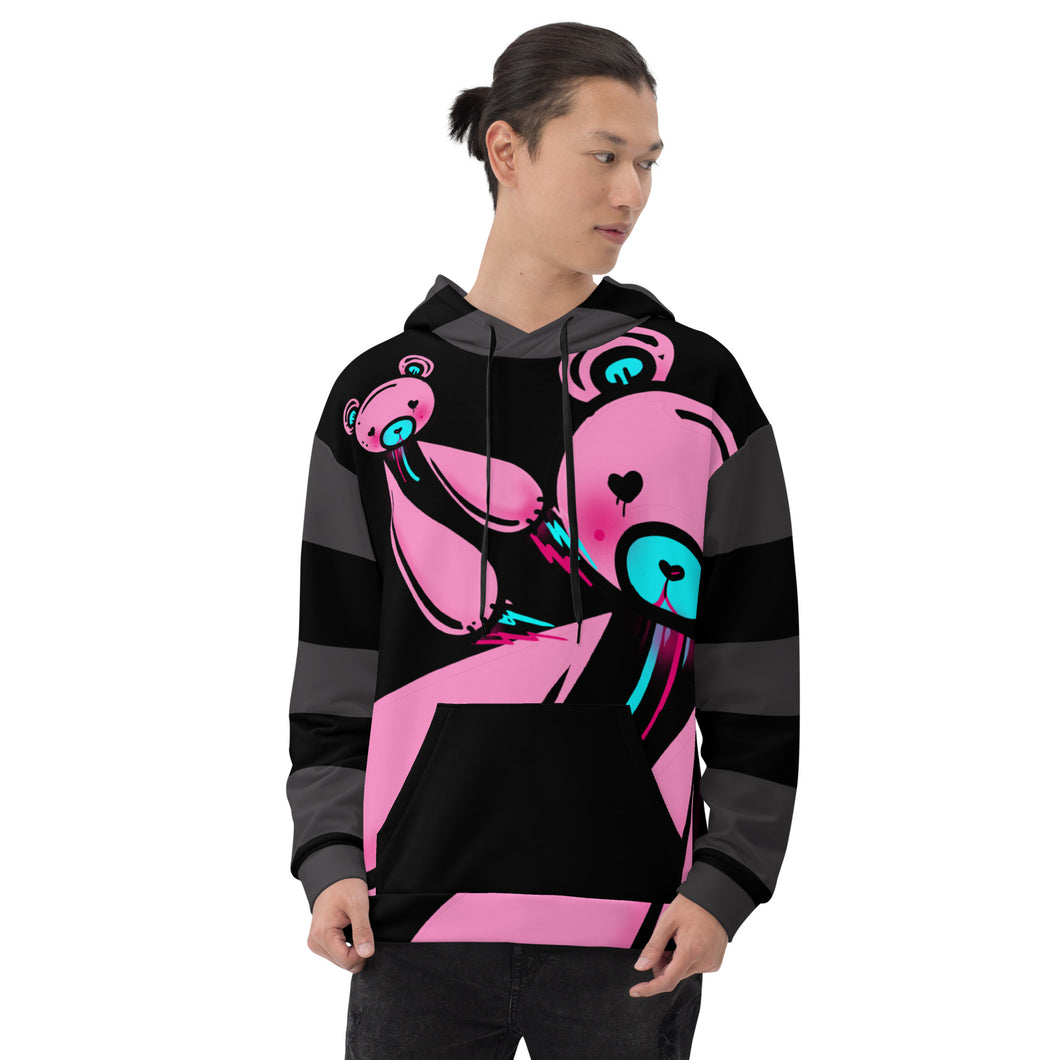 Scenemo Bear Dark striped all over printed Unisex hoodie by Spy Artvictim