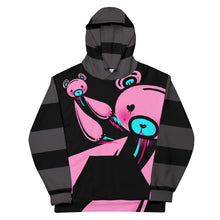 Load image into Gallery viewer, Scenemo Bear Dark striped all over printed Unisex hoodie by Spy Artvictim