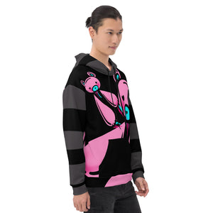 Scenemo Bear Dark striped all over printed Unisex hoodie by Spy Artvictim