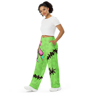 Grr Green stitch All-over print unisex wide-leg pantsw scenemo bear –  ArtVictim