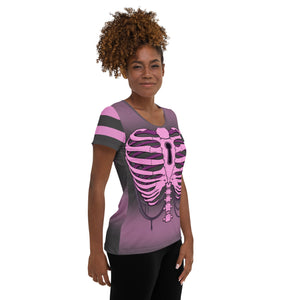 Pink Heart Ribs 1 All-Over Print Athletic T-shirt By Spy ArtVictim