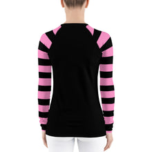 Load image into Gallery viewer, blk n Pink Alien Rib Women&#39;s Rash Guard by Spy ArtVictim