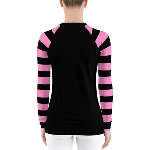 blk n Pink Alien Rib Women's Rash Guard by Spy ArtVictim