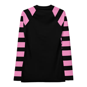 blk n Pink Alien Rib Women's Rash Guard by Spy ArtVictim