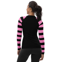 Load image into Gallery viewer, blk n Pink Alien Rib Women&#39;s Rash Guard by Spy ArtVictim