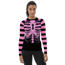 Load image into Gallery viewer, blk n Pink Alien Rib Women&#39;s Rash Guard by Spy ArtVictim