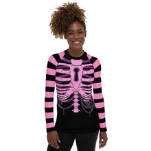 Load image into Gallery viewer, blk n Pink Alien Rib Women&#39;s Rash Guard by Spy ArtVictim