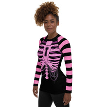 Load image into Gallery viewer, blk n Pink Alien Rib Women&#39;s Rash Guard by Spy ArtVictim