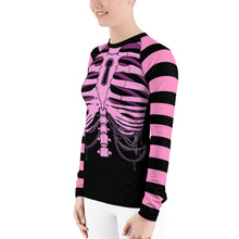 Load image into Gallery viewer, blk n Pink Alien Rib Women&#39;s Rash Guard by Spy ArtVictim