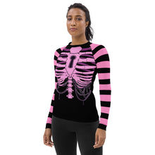 Load image into Gallery viewer, blk n Pink Alien Rib Women&#39;s Rash Guard by Spy ArtVictim