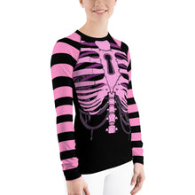 Load image into Gallery viewer, blk n Pink Alien Rib Women&#39;s Rash Guard by Spy ArtVictim